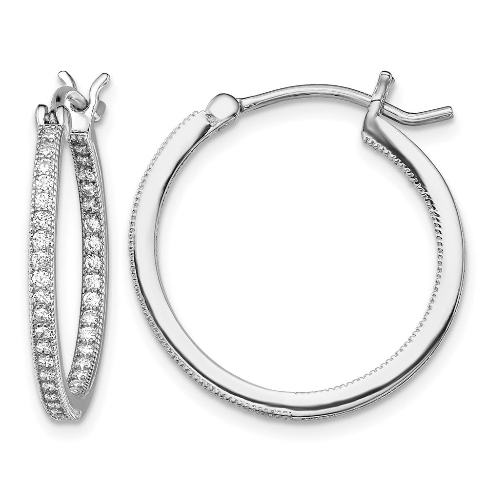 Sterling Silver Rhodium-plated Micro Pavé CZ In/Out Hoops - Product Photo