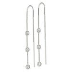 Sterling Silver Polished 3 Bezel Set CZs Threader Earrings - Product Photo