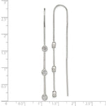 Sterling Silver Polished 3 Bezel Set CZs Threader Earrings - Product Photo