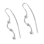 Sterling Silver Polished 3 Bezel Set CZs Threader Earrings - Product Photo
