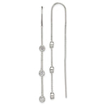 Sterling Silver Polished 3 Bezel Set CZs Threader Earrings - Product Photo