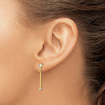 Sterling Silver Gold-tone Polished Bar w/ CZ Post Dangle Earrings - Product Photo