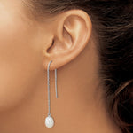 Sterling Silver Rhodium-plated 7-8mm FWC Pearl Threader Earrings - Product Photo