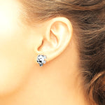 Sterling Silver Rhodium-plated Antiqued Enameled Skull Post Earrings - Product Photo