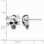 Sterling Silver Rhodium-plated Antiqued Enameled Skull Post Earrings - Product Photo