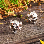 Sterling Silver Rhodium-plated Antiqued Enameled Skull Post Earrings - Product Photo