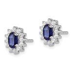 Sterling Silver Rhodium-plated CZ/Lab Cr. Blue Sapphire Earrings - Product Photo