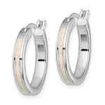 Sterling Silver Rhodium-plated Created Opal Inlay Round Hoop Earrings - Product Photo