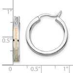 Sterling Silver Rhodium-plated Created Opal Inlay Round Hoop Earrings - Product Photo