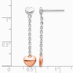 Sterling Silver RH-plated Rose gold-plated Heart Post Earrings - Product Photo