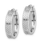 Sterling Silver Rhodium-plated Textured 5x20mm Hoop Earrings - Product Photo