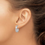 Sterling Silver Rhodium-plated Textured 5x20mm Hoop Earrings - Product Photo