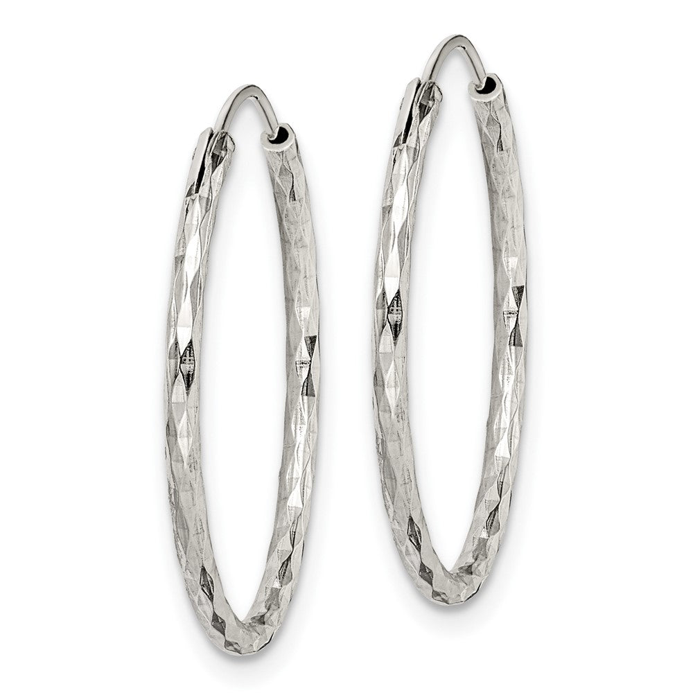 Sterling Silver Diamond Cut 1.5x24mm Endless Hoop Earrings - Product Photo