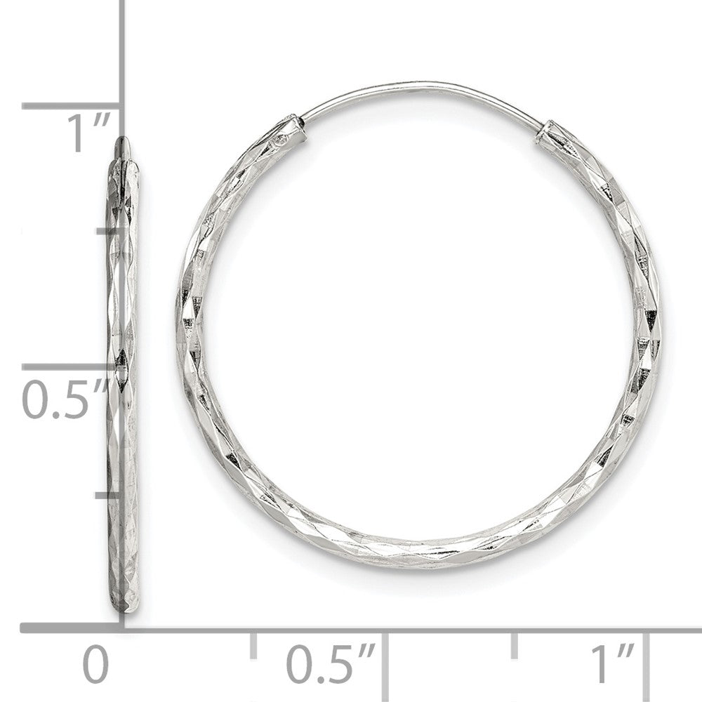 Sterling Silver Diamond Cut 1.5x24mm Endless Hoop Earrings - Product Photo
