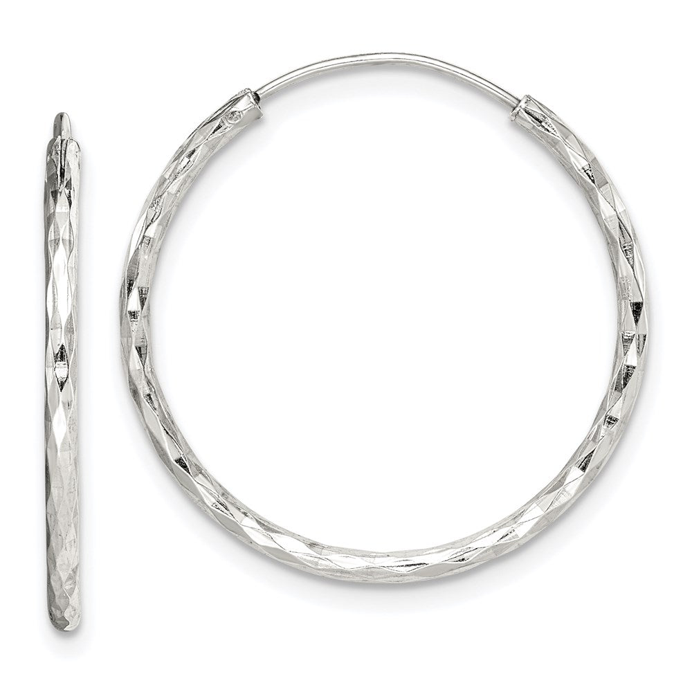 Sterling Silver Diamond Cut 1.5x24mm Endless Hoop Earrings - Product Photo