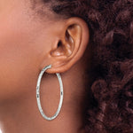 Sterling Silver Polished & Diamond-cut 2.5mm Round Hoop Earrings - Product Photo