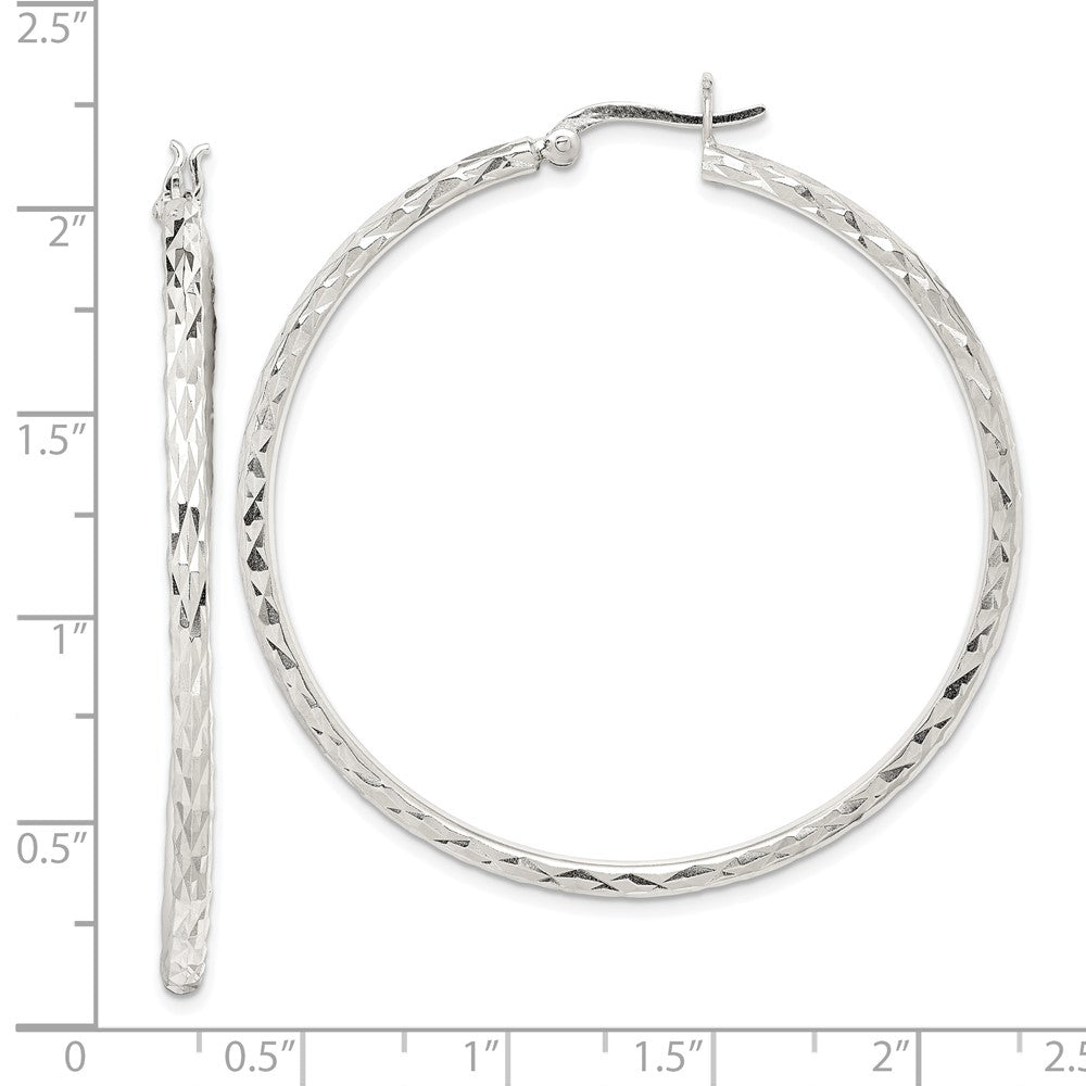 Sterling Silver Polished & Diamond-cut 2.5mm Round Hoop Earrings - Product Photo