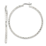 Sterling Silver Polished & Diamond-cut 2.5mm Round Hoop Earrings - Product Photo