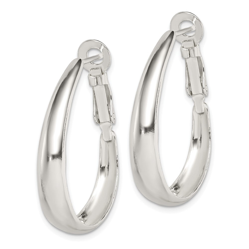 Sterling Silver Polished Omega Back Hoop Earrings - Product Photo