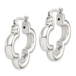Sterling Silver Polished Clover Hoop Earrings - Product Photo