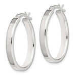Sterling Silver Polished 4mm Oval Hoop Earrings - Product Photo