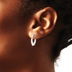 Sterling Silver Diamond Cut & Textured Hoop Earrings - Product Photo