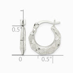 Sterling Silver Diamond Cut & Textured Hoop Earrings - Product Photo