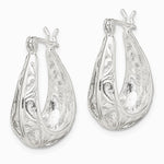 Sterling Silver Polished Swirl Filigree Hoop Earrings - Product Photo