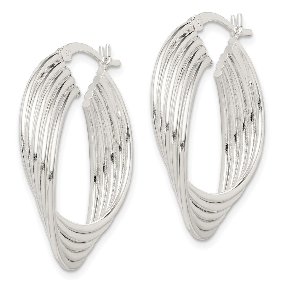 Sterling Silver Polished Twisted Multi-tube Round Hoop Earrings - Product Photo