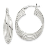 Sterling Silver Polished Twisted Multi-tube Round Hoop Earrings - Product Photo