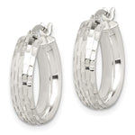 Sterling Silver Polished & Textured 5mm Round Hoop Earrings - Product Photo