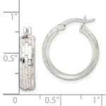 Sterling Silver Polished & Textured 5mm Round Hoop Earrings - Product Photo