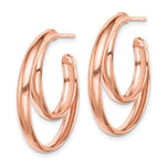 Sterling Silver RH plated Rose Gold-plated 28x3.5 Hoop Post Earrings - Product Photo