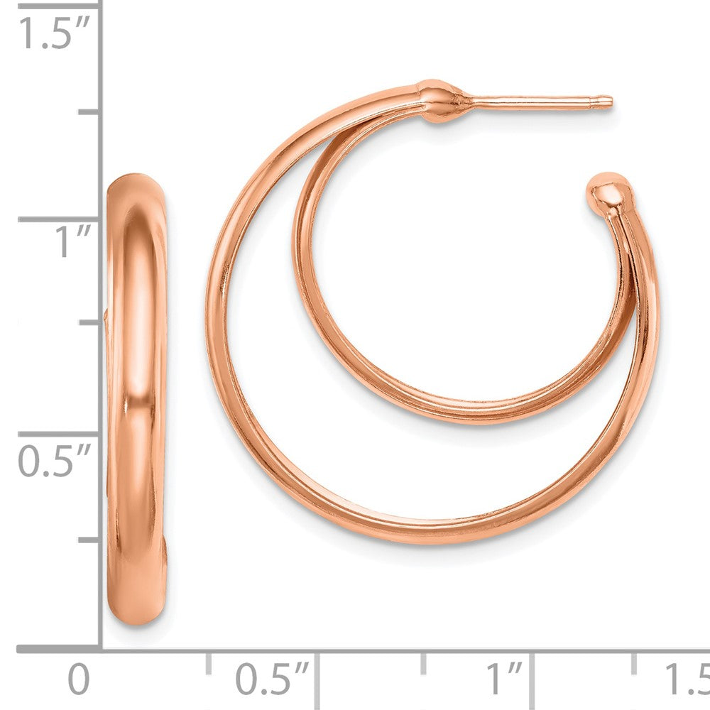 Sterling Silver RH plated Rose Gold-plated 28x3.5 Hoop Post Earrings - Product Photo