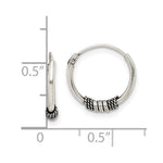 Sterling Silver Antiqued Beaded Endless Hoop Earrings - Product Photo