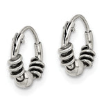 Sterling Silver Antiqued Beaded Endless Hoop Earrings - Product Photo