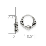 Sterling Silver Antiqued Beaded Endless Hoop Earrings - Product Photo