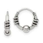 Sterling Silver Antiqued Beaded Endless Hoop Earrings - Product Photo