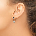 Sterling Silver Antiqued Textured Square Hoop Earrings - Product Photo