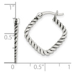 Sterling Silver Antiqued Textured Square Hoop Earrings - Product Photo