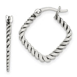 Sterling Silver Antiqued Textured Square Hoop Earrings - Product Photo