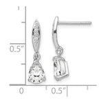 Sterling Silver Rhodium-plated Polished Pear CZ Post Dangle Earrings - Product Photo