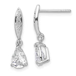Sterling Silver Rhodium-plated Polished Pear CZ Post Dangle Earrings - Product Photo