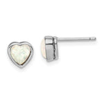 Sterling Silver Rhodium Plated Lab Created Opal Post Earrings - Product Photo