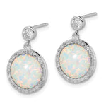Sterling Silver Rhodium-plated Lab Created Opal and CZ Dangle Earrings - Product Photo