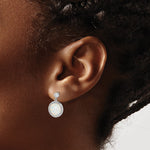 Sterling Silver Rhodium-plated Lab Created Opal and CZ Dangle Earrings - Product Photo