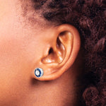 Sterling Silver Rhodium-plated Synthetic Blue Spinel and CZ Earrings - Product Photo