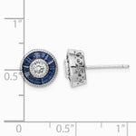 Sterling Silver Rhodium-plated Synthetic Blue Spinel and CZ Earrings - Product Photo