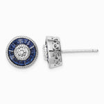 Sterling Silver Rhodium-plated Synthetic Blue Spinel and CZ Earrings - Product Photo