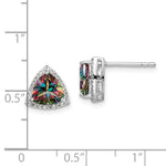 Sterling Silver Rhodium-plated Trillion Mystic Fire/White Topaz Earrings - Product Photo
